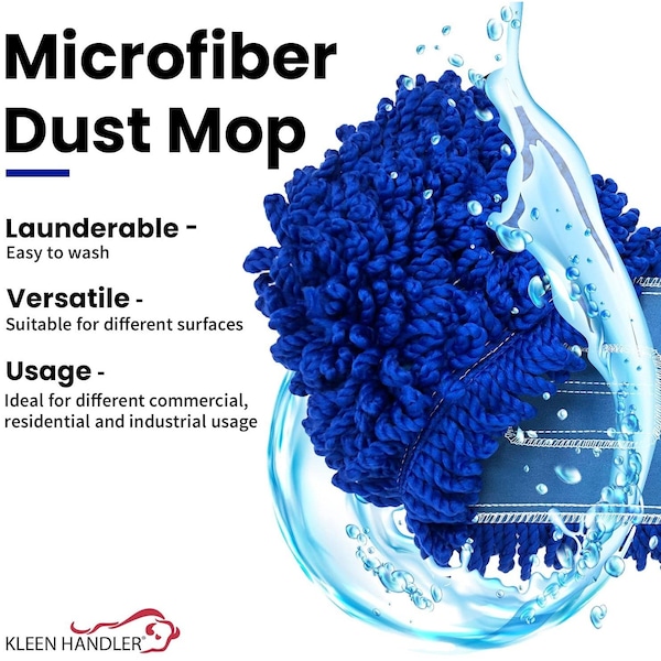 Dust Mop, Looped-End, Blue, Microfiber, KHES-LEBDM-24